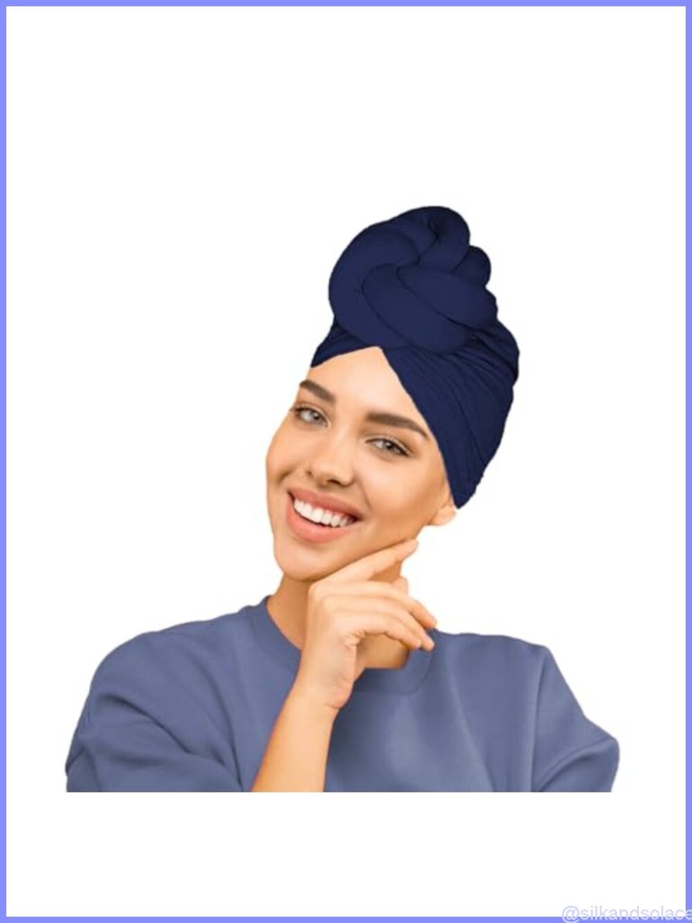 Women Pre-Tied Turban Head Wrap Flower Knot Beanie Cap